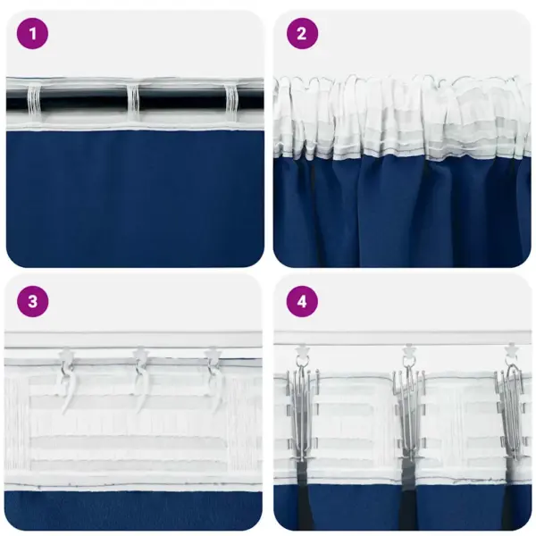 Tumesinised 80–90% pimendavad kardinad, 2 tk, 140 x 140 cm, polüester - 7