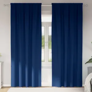 Pimendavad kardinad rõngas- ja konksusüsteemiga, tumesinine, 2 tk, 225 x 140 cm