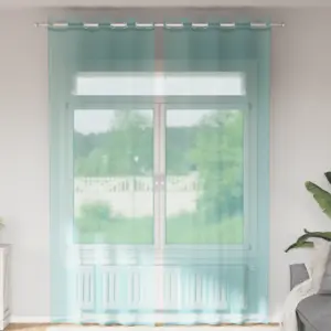Poolläbipaistev türkiissinine voile-kardin rõngastega, 2 tk, 140 x 300 cm
