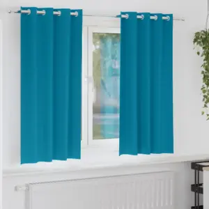 Türkiissinised pimendavad kardinad rõngastega, 2 tk, 175 x 140 cm, polüester