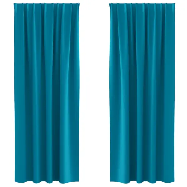 Türkiissinised pimendavad kardinad rõngastega, 2 tk, polüester, 260 x 140 cm – 2