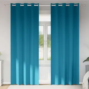 Pimendavad kardinad rõngastega, türkiis, 2 tk, 245 x 140 cm, polüester