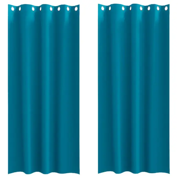 Pimendavad kardinad rõngastega, türkiis, 2 tk, 245 x 140 cm, polüester – 2