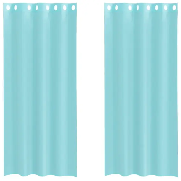 Türkiissinised voile-kardinad rõngastega, 2 tk, 140 x 225 cm – 2