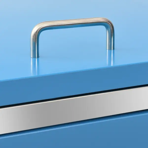 Ühe ratastega prügikasti kuur, taevasinine, tsingitud teraspaneelid, roostevaba raam, lukustatav kaas, 69 x 77,5 x 112,5 cm – 10