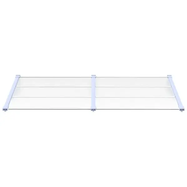 Ukse varikatus polükarbonaadist, hall ja läbipaistev, alumiiniumtugedega, 199 x 90 cm – 3