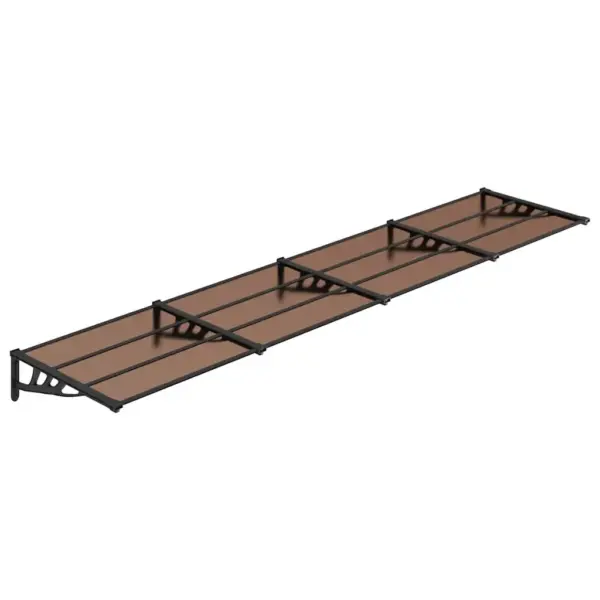 Ukse varikatus sissepääsule, must polükarbonaat, 396 x 90 cm - 2