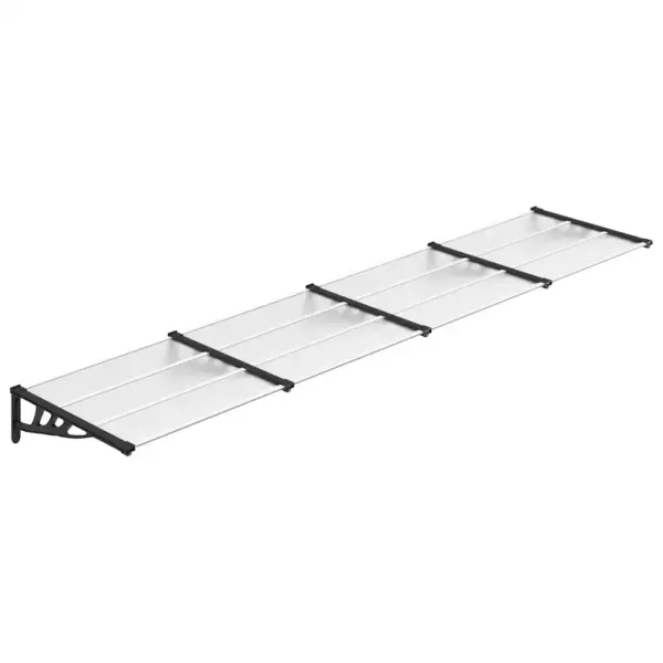 Uksevarikatus polükarbonaadist, must raam, läbipaistev, 396 x 90 cm – 2