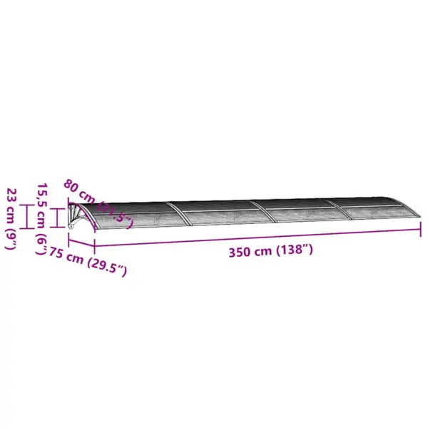 Hall ja läbipaistev uksevarikatus polükarbonaadist, alumiiniumraamiga, 350 x 75 cm – 7