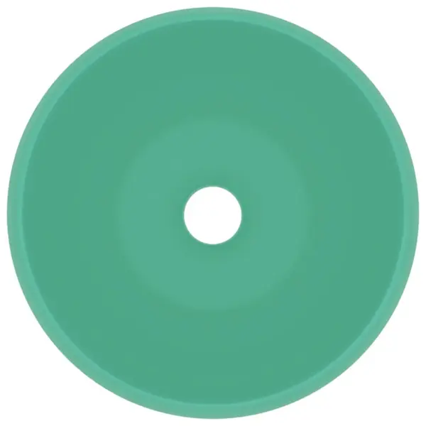 Kapipealne ümar keraamiline valamu, matt heleroheline, 40 x 15 cm – 4