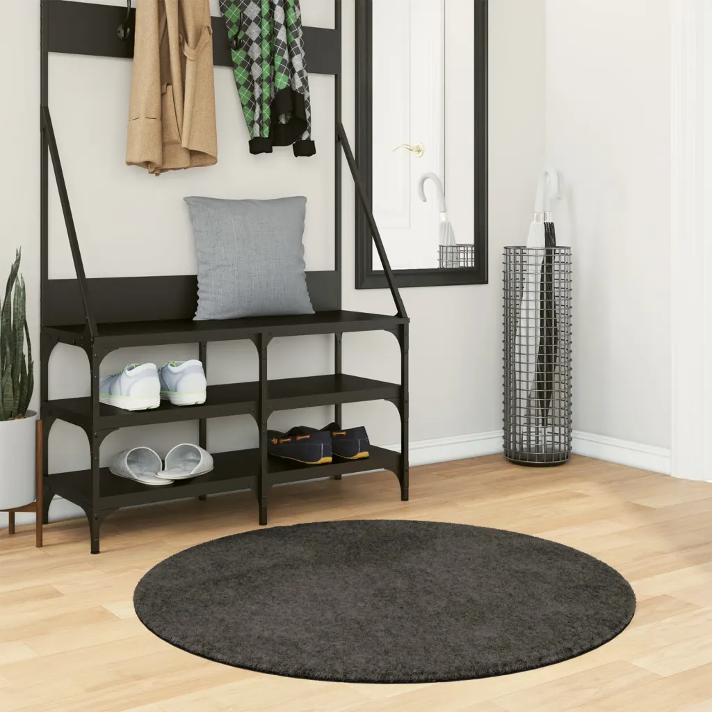 Ümar kõrge narmaga vaip ISTAN, antratsiithall, Ø 100 cm