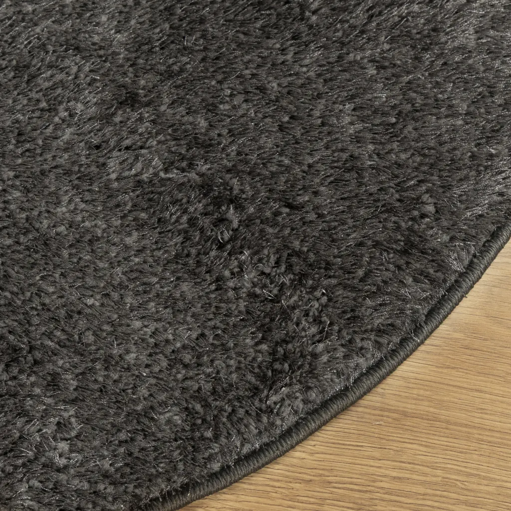 Ümar kõrge narmaga vaip ISTAN, antratsiithall, Ø 100 cm