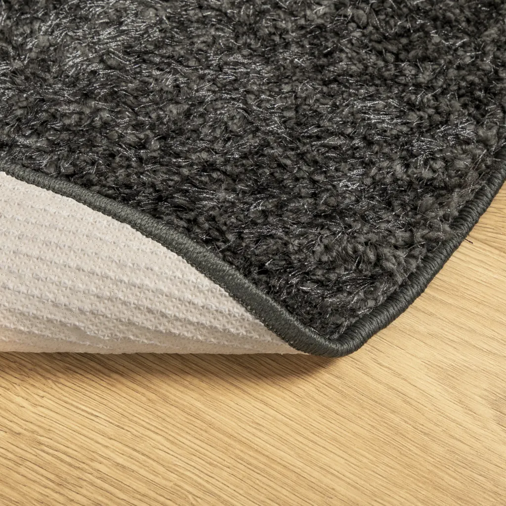 Ümar kõrge narmaga vaip ISTAN, antratsiithall, Ø 100 cm