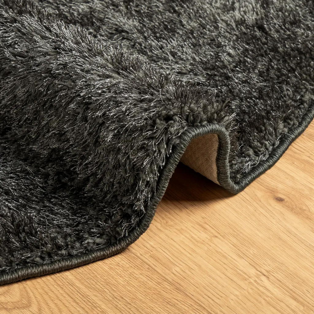 Ümar kõrge narmaga vaip ISTAN, antratsiithall, Ø 100 cm