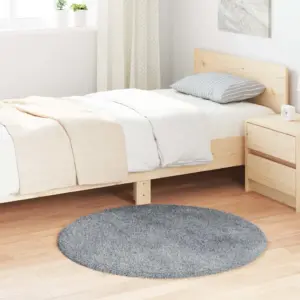 Kõrgenarmaline ümar Shaggy vaip NAVARRA, helehall, 100 cm, 100% polüester