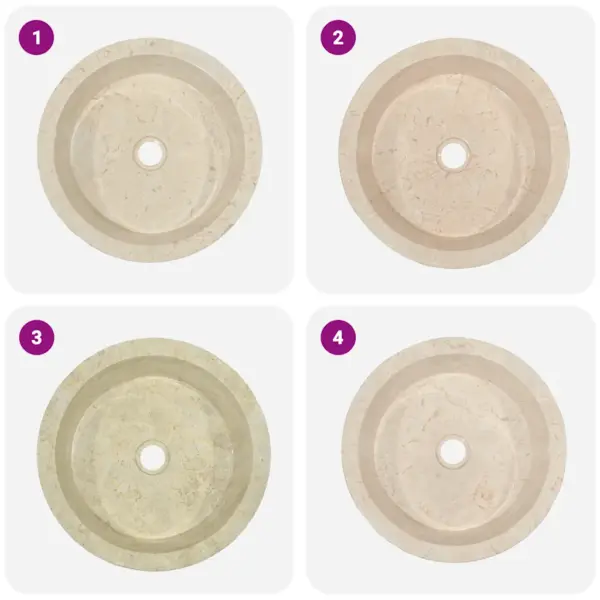 Ümar marmorist valamu, kreemjasvalge, Ø40 x 15 cm – 7