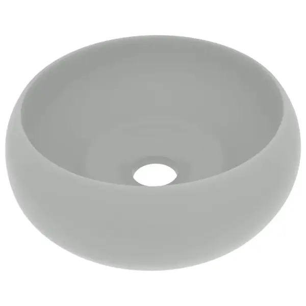 Ümar keraamiline kapipealne valamu, matt helehall, 40 x 15 cm – 2