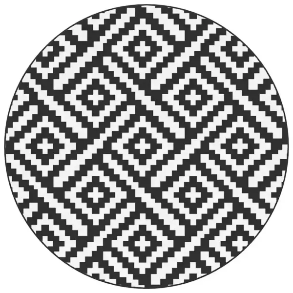 Ümberpööratav õuevaip ARAKIL, valge-must jacquard, Ø 200 cm, polüpropüleen – 2