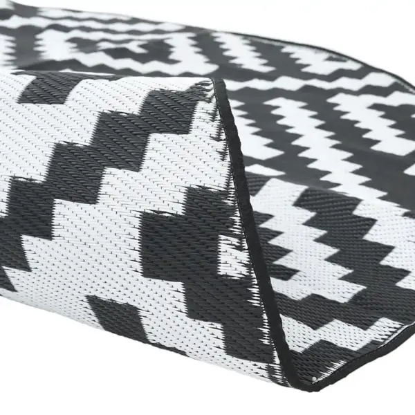 Ümberpööratav õuevaip ARAKIL, valge-must jacquard, Ø 200 cm, polüpropüleen – 4