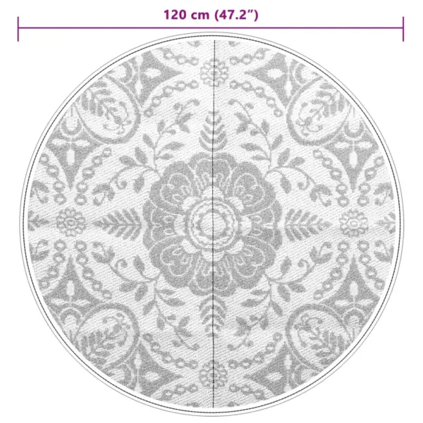 Ümberpööratav õuevaip ARAKIL, helehall jacquard, Ø 120 cm, polüpropüleen – 6