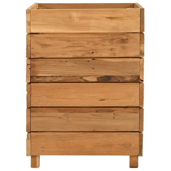 Puidust taimelava terasest alumise riiuliga, ümbertöödeldud tiigipuu, 50 x 40 x 55 cm – 4