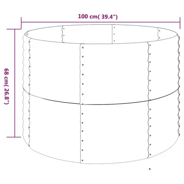 Ümmargune aia taimelava, antratsiithall galvaniseeritud teras, 100 x 100 x 68 cm – 5