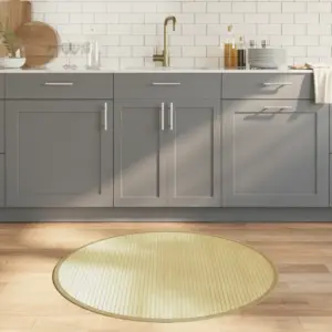 Ümmargune hele naturaalne bambusvaip libisemiskindla alusega, 100 cm