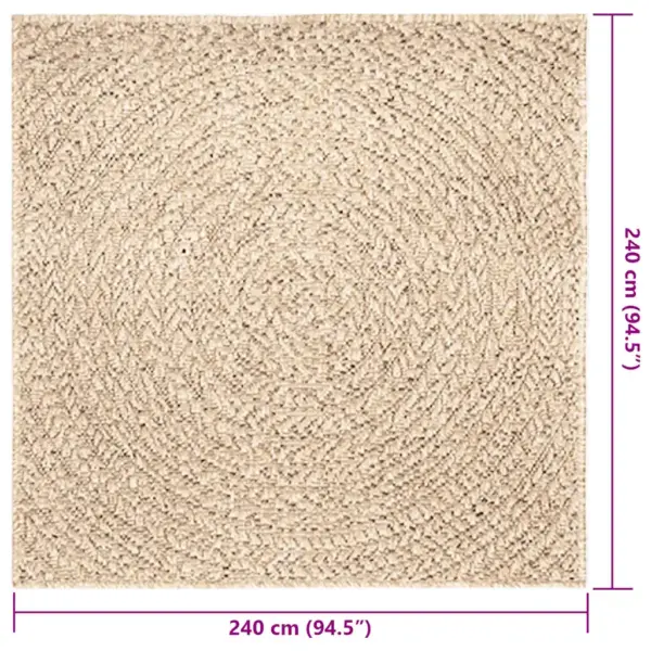 Ümmargune beež sise- ja õuevaip ZIZUR, džuudiviimistlusega, 240 x 240 cm – 7