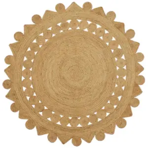 Ümmargune käsitsi kootud džuutvaip, pruun, Ø 240 cm