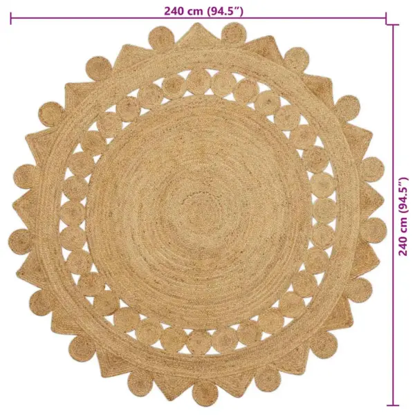 Ümmargune käsitsi kootud džuutvaip, pruun, Ø 240 cm – 8