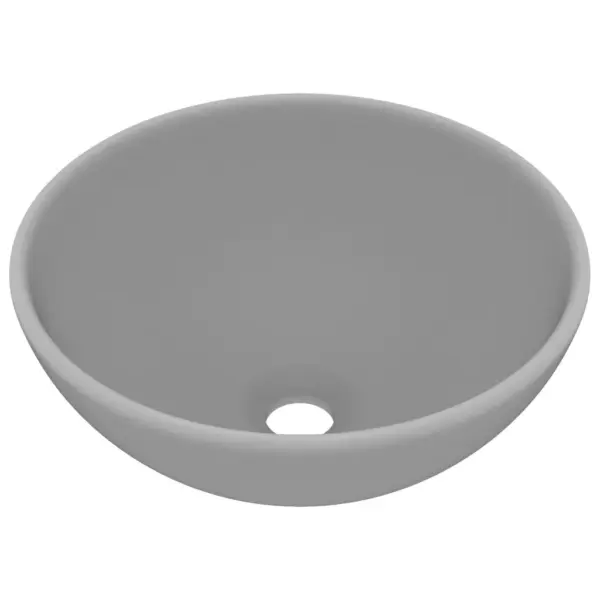 Ümmargune keraamiline valamu kapi peale, matt helehall, 32,5 x 14 cm – 2