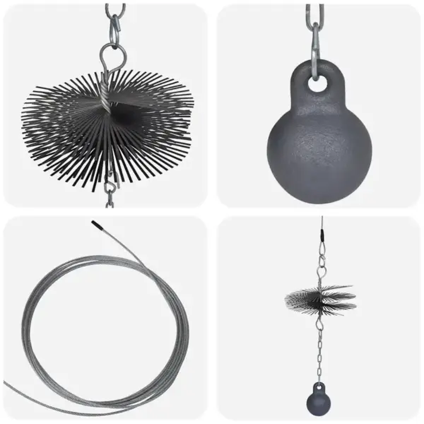 Ümmargune korstnapuhastushari kettpalliga, 20 cm, 15 m traadiga – 7