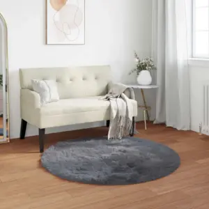 Ümmargune kunstlambanahk vaip Tafalla, antratsiit, Ø 100 cm, polüester