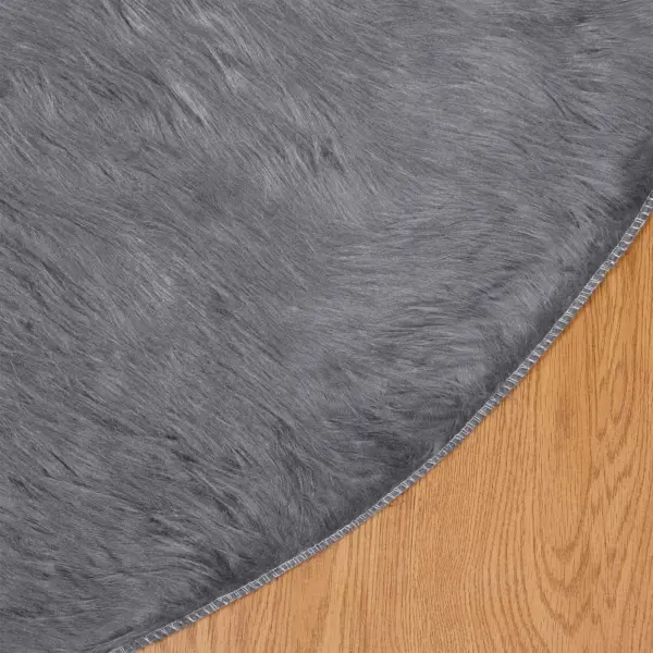 Ümmargune kunstlambanahk vaip Tafalla, antratsiit, Ø 100 cm, polüester – 7