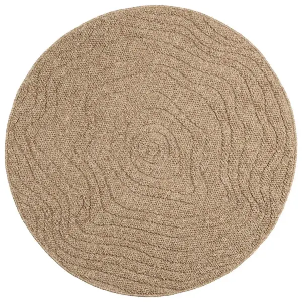 Ümmargune libisemiskindel vaip Agira moire-mustriga, neutraalne pruun, Ø 120 cm, polüester – 2