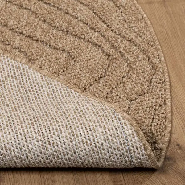 Ümmargune libisemiskindel vaip Agira moire-mustriga, neutraalne pruun, Ø 120 cm, polüester – 4