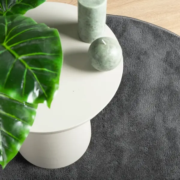Ümmargune lühikese karvaga vaip OVIEDO, antratsiithall, Ø 120 cm – 7