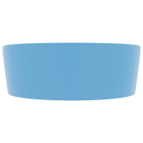 Ümmargune keraamiline valamu ülevooluavaga, matt helesinine, kapi peale, 36 x 13 cm – 4