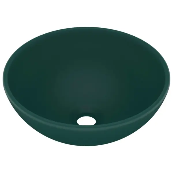 Ümmargune pealtpaigaldatav keraamiline valamu, matt tumeroheline, 32,5 x 14 cm – 2