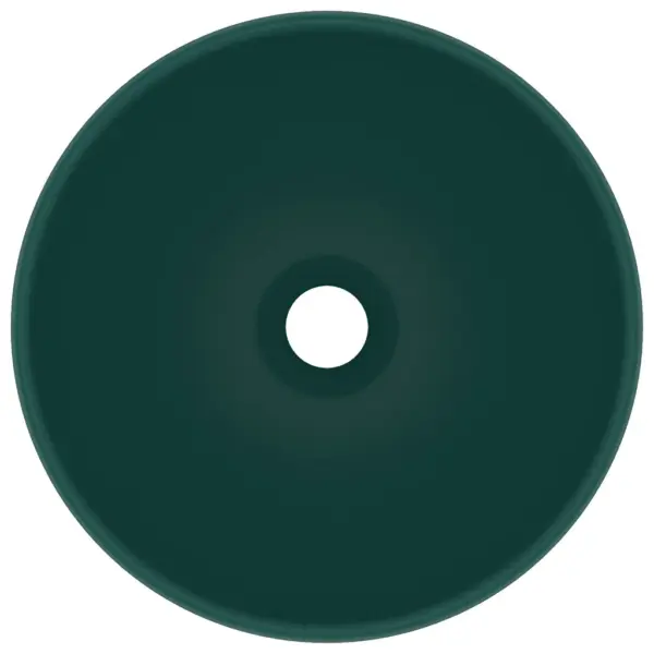 Ümmargune pealtpaigaldatav keraamiline valamu, matt tumeroheline, 32,5 x 14 cm – 3