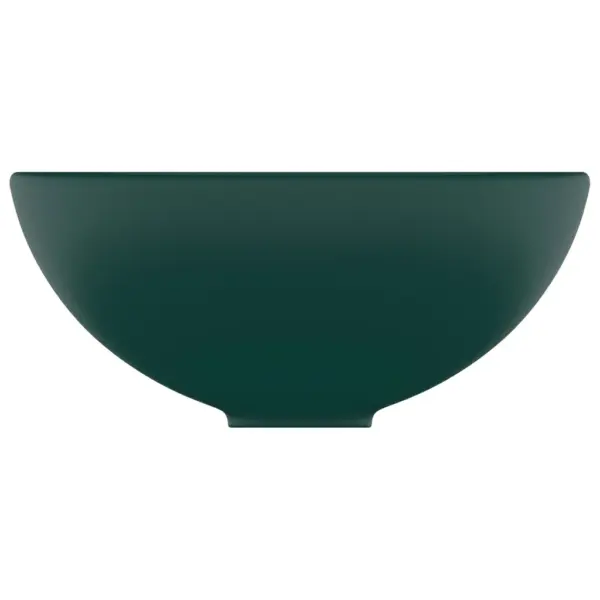 Ümmargune pealtpaigaldatav keraamiline valamu, matt tumeroheline, 32,5 x 14 cm – 4