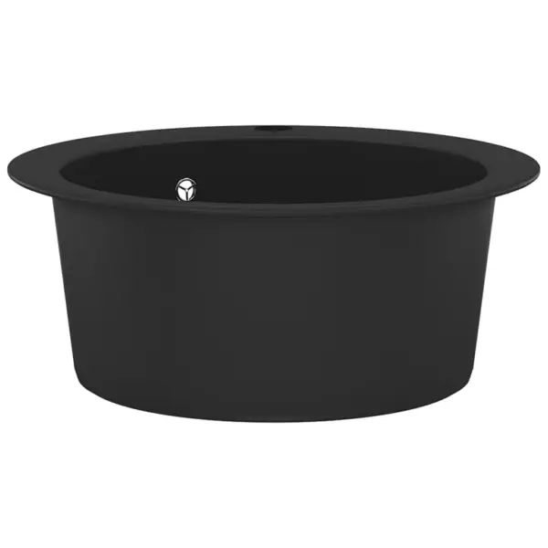 Ümmargune ühepoolne graniitkomposiit köögivalamu, must, 505 x 505 mm – 4