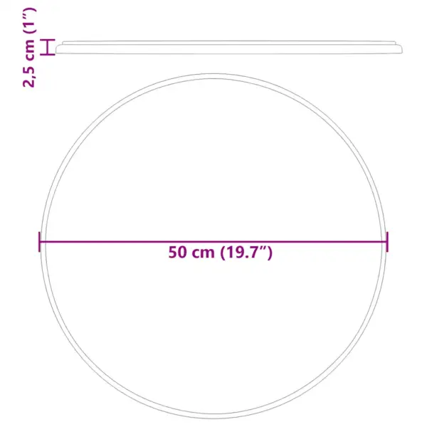 Ümmargune must marmorist lauaplaat, Ø 50 x 2,5 cm – 9