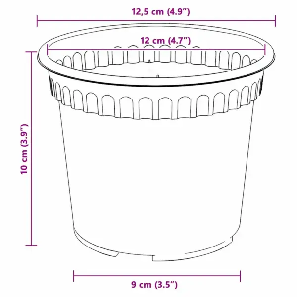 Ümmargune plastist lillepott drenaažiavadega, must, Ø 12,5 x 10 cm, 24 tk – 9