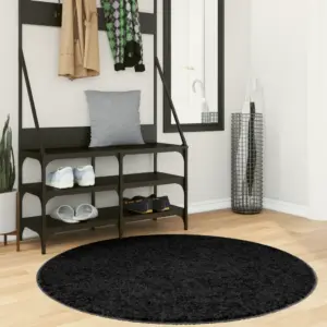 Ümmargune lühikese karvaga vaip OVIEDO, must, Ø 120 cm