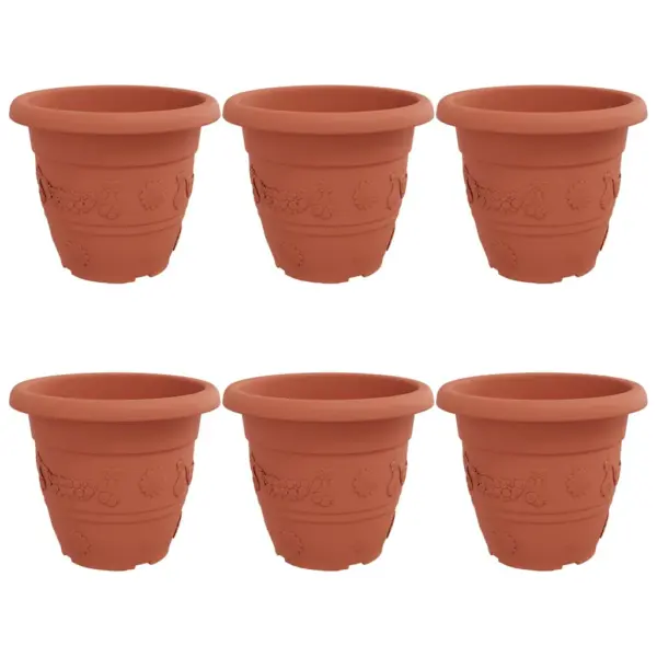 Ümmargune plastist lillepoti komplekt, kohviroosa, 6 tk, Ø 26 x 21,5 cm – 2