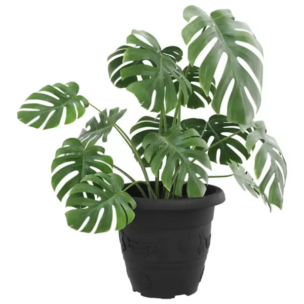 Ümmargune plastist lillepott äravooluavadega, must, 6 tk, Ø 26 x 21,5 cm – 3