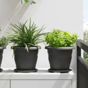 Ümmargune plastist lillepott äravooluavadega, must, Ø 26 x 21,5 cm, 24 tk