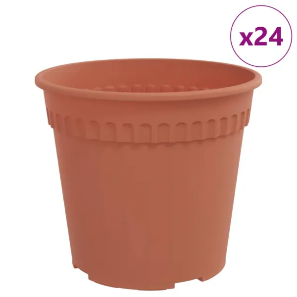 Ümmargune lillepott äravooluavadega, 24 tk, kohviroosa plastmass, Ø 17 x 14 cm – 2