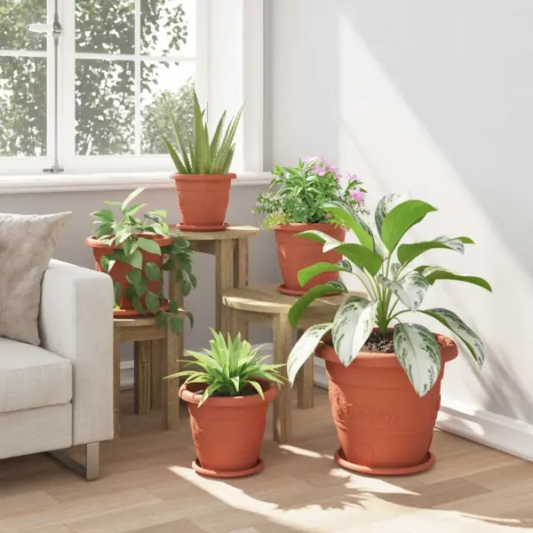 Ümmargune plastlillepott 6 tk, kohviroosa, Ø 26 x 21,5 cm – 4